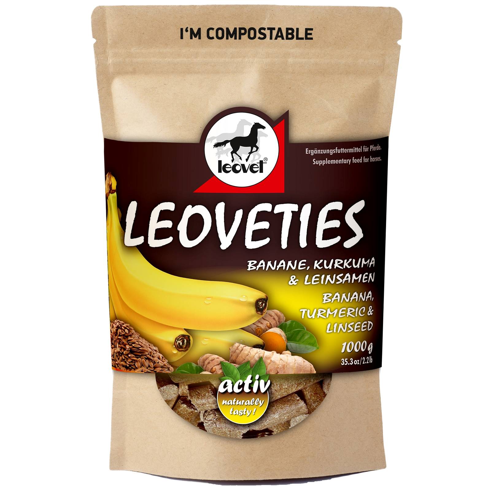 Leovet Leoveties Horse Treats Banana, Turmeric & Flaxseed 1 kg