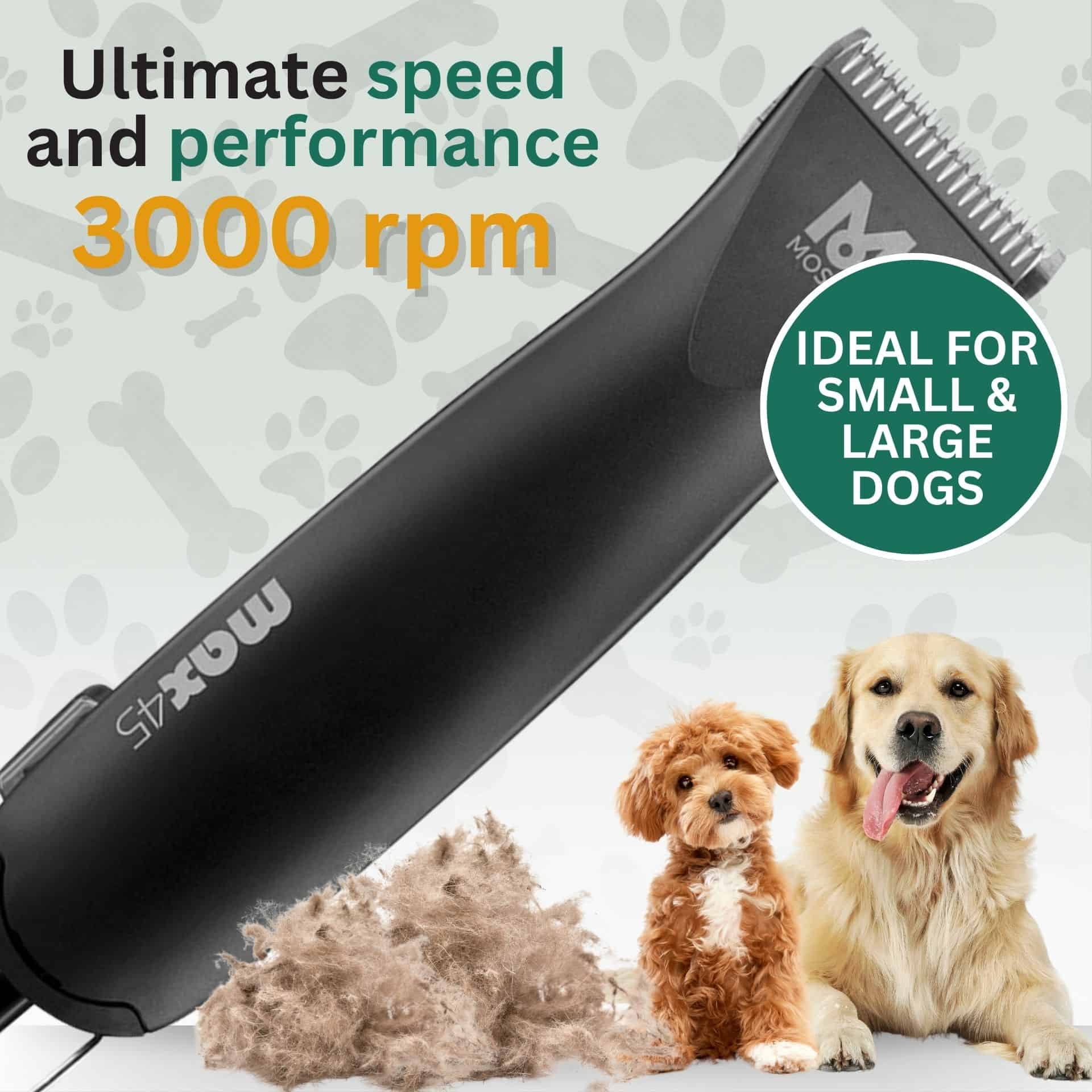 Moser Max 45 Dog Clipper with 3 attachment combs