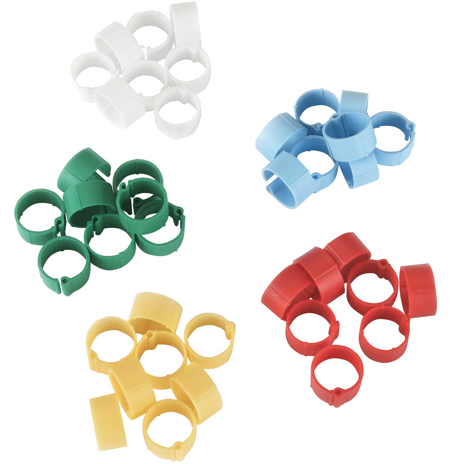 Plastic clips, Ø 16 mm, mixed colours, 5 x 20 pcs