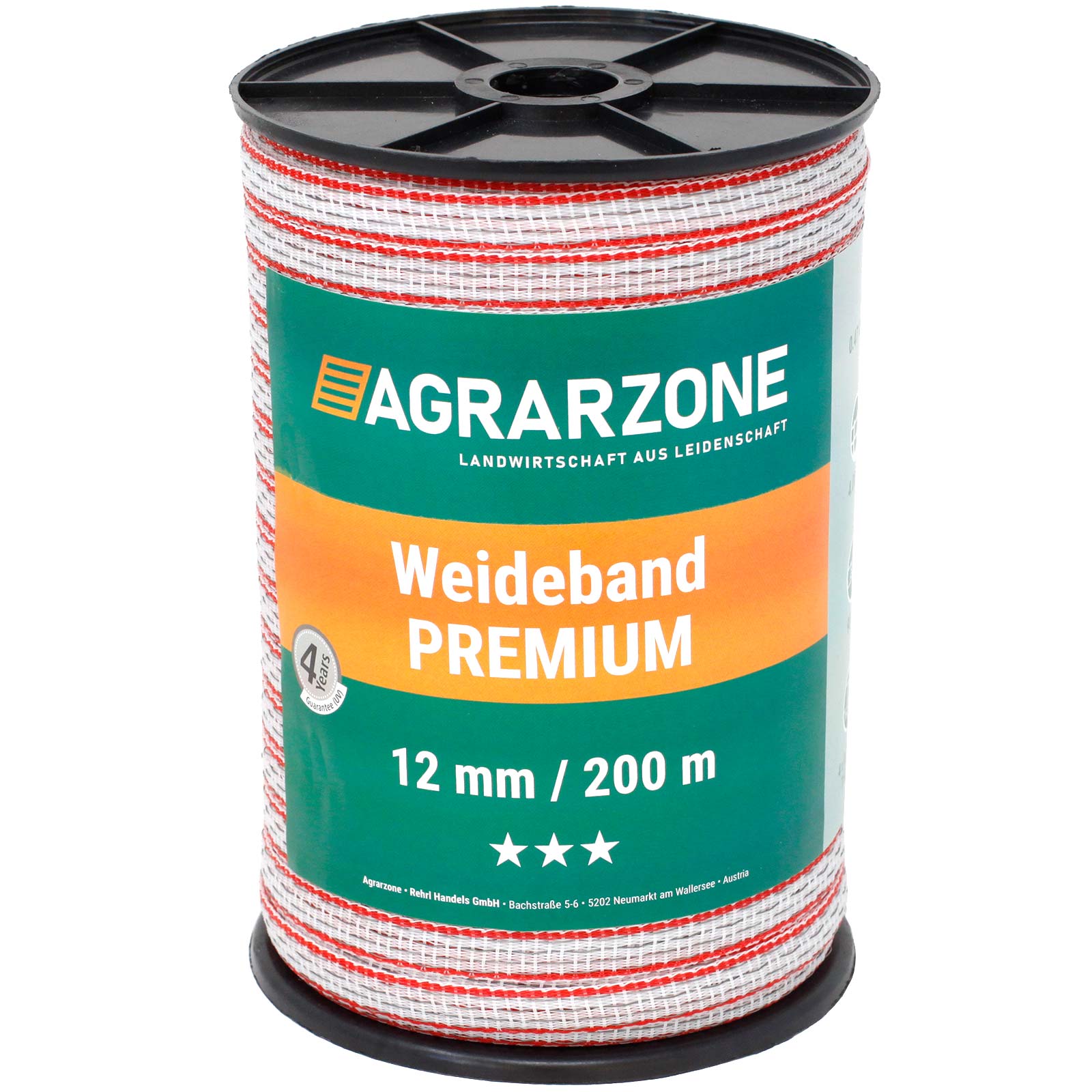 Agrarzone Pasture Fence Tape Premium 0.30 TriCOND, white-red