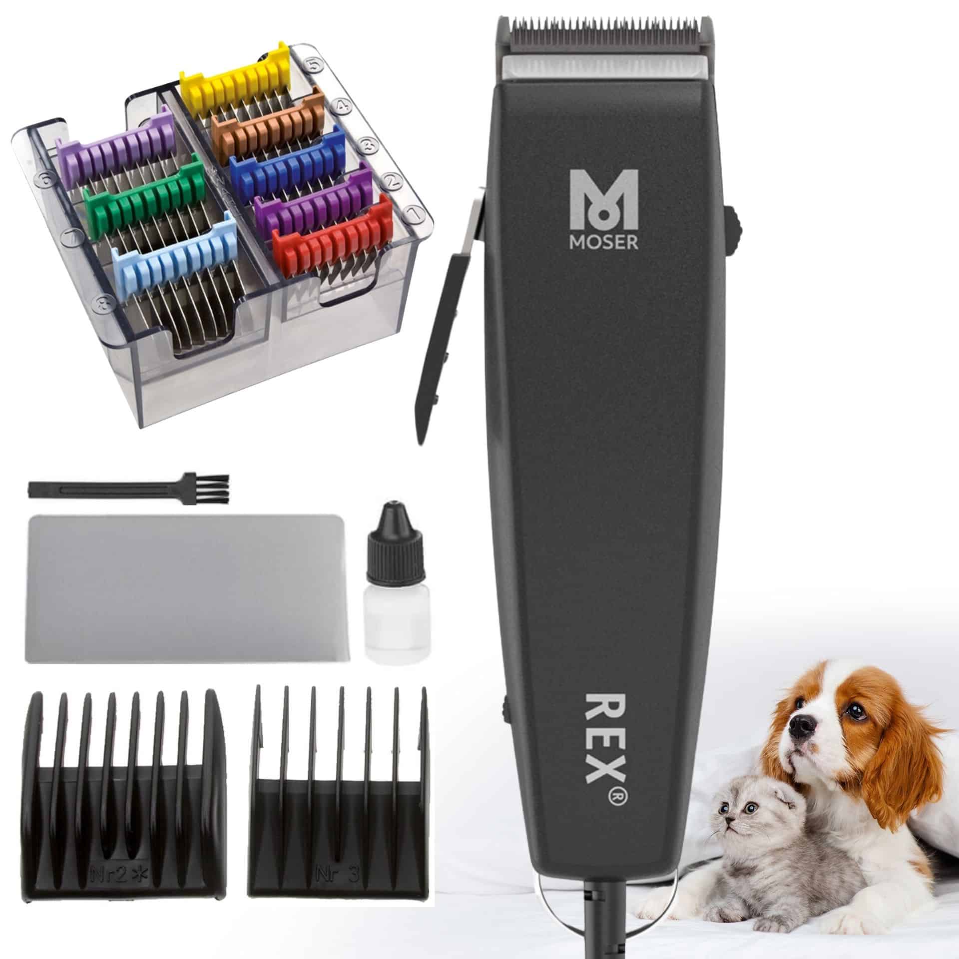 Moser Rex 1230 Dog Clipper with attachment comb set