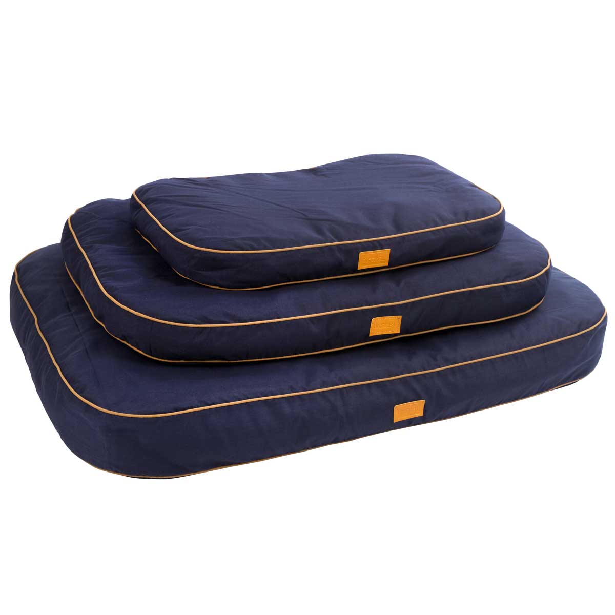 Bed cushion Jerome, navy-cognac, 100x70x11cm 100 cm