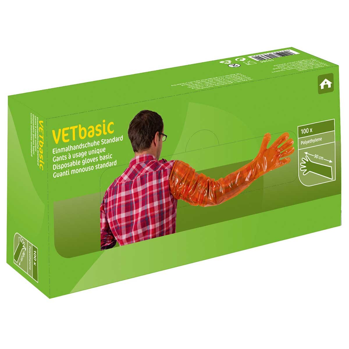 Disposable gloves VETbasic 90 cm orange 100 pcs/pack