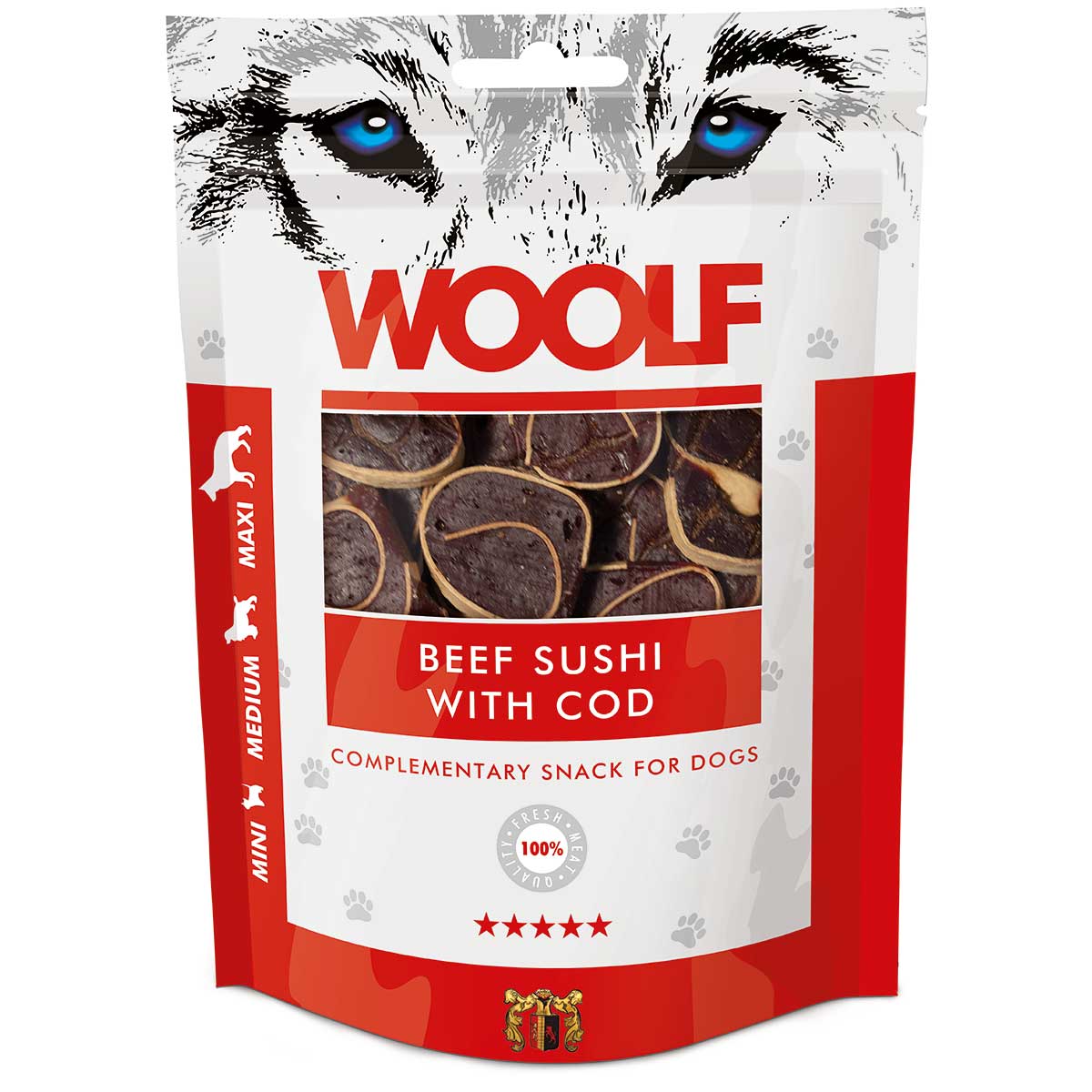 Woolf Dog treat beef sushi with cod