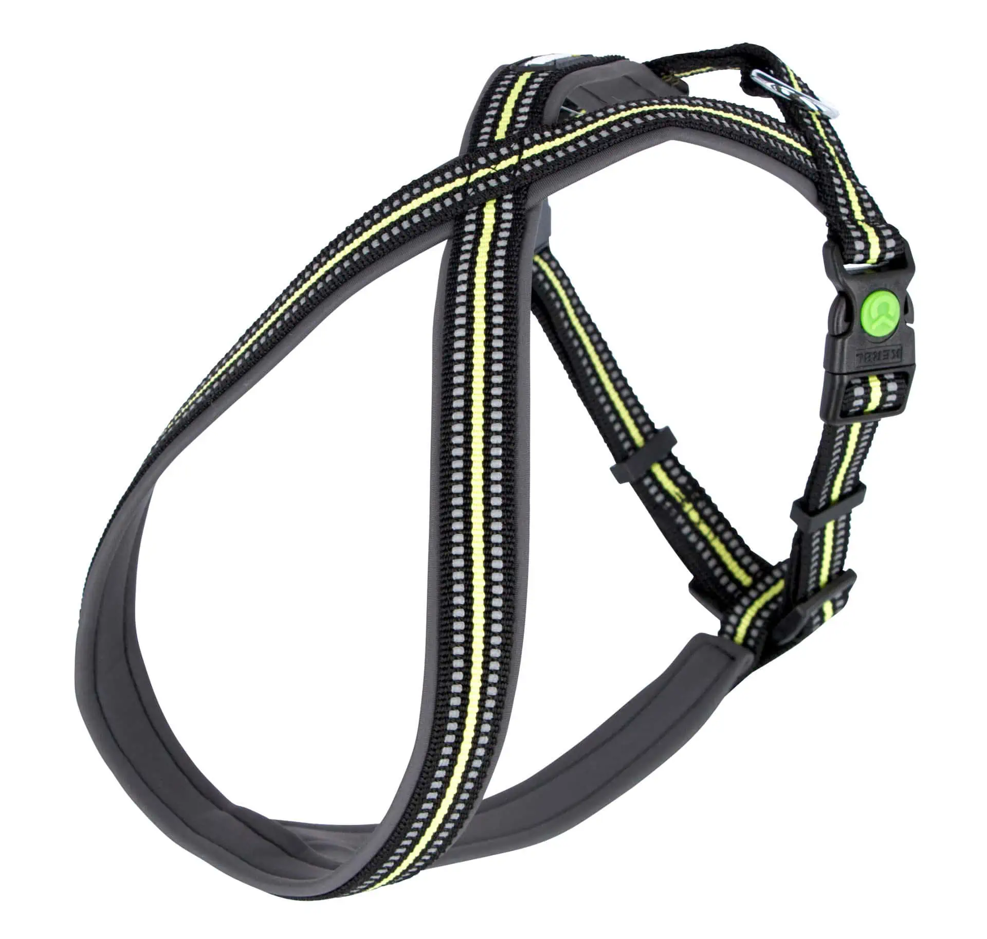 Reflective padded harness 15*30-40cm, black/yellow