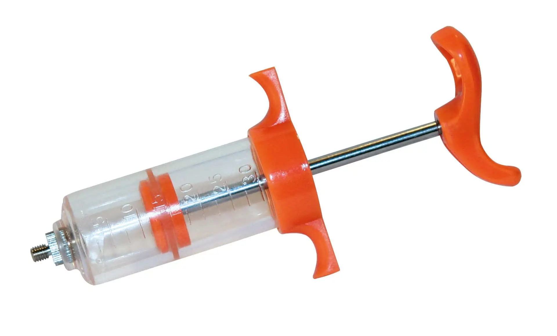 Nylon dosing syringe threaded with plastic handle