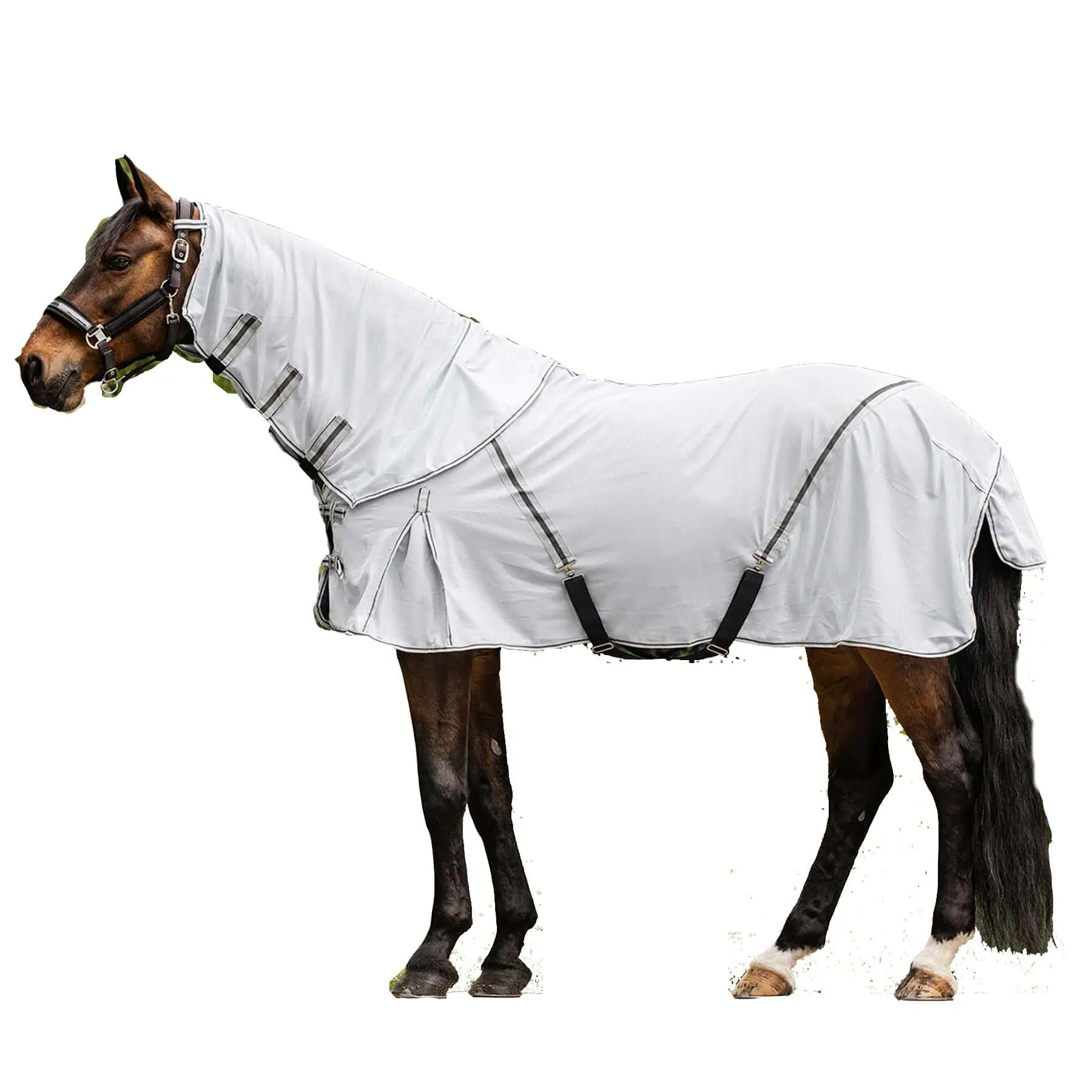 PROTECT Fly Rug featuring a detachable neck part silver grey/gray 165