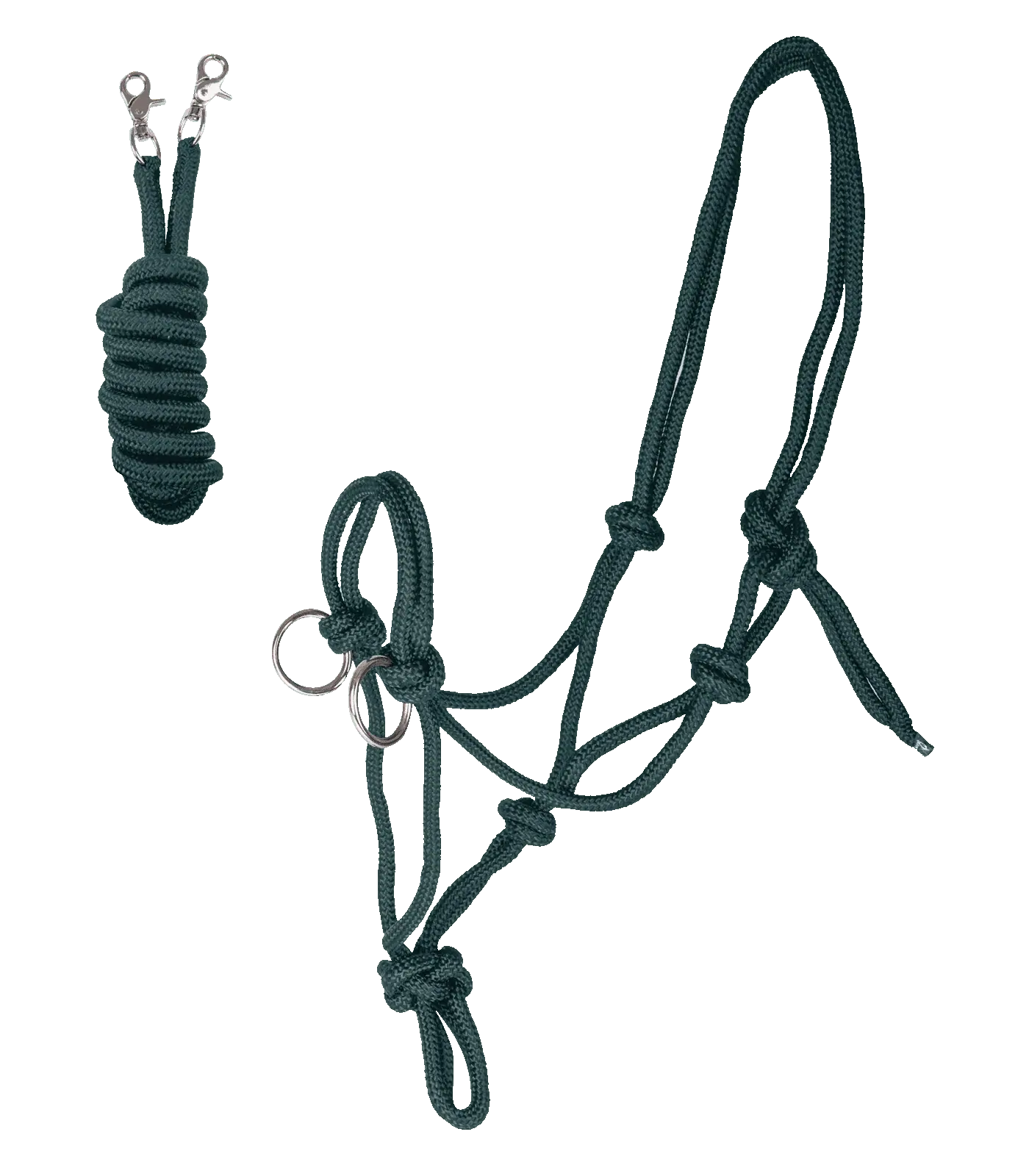 Knotted Halter with reins fir green COB