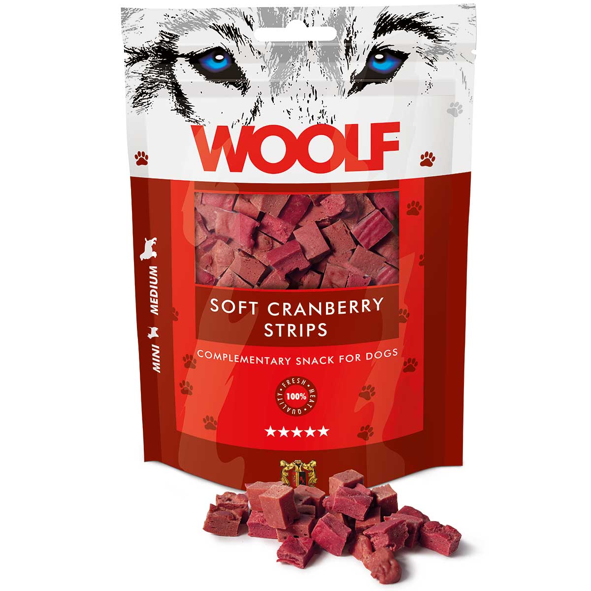 Woolf Dog treat soft cranberry strips