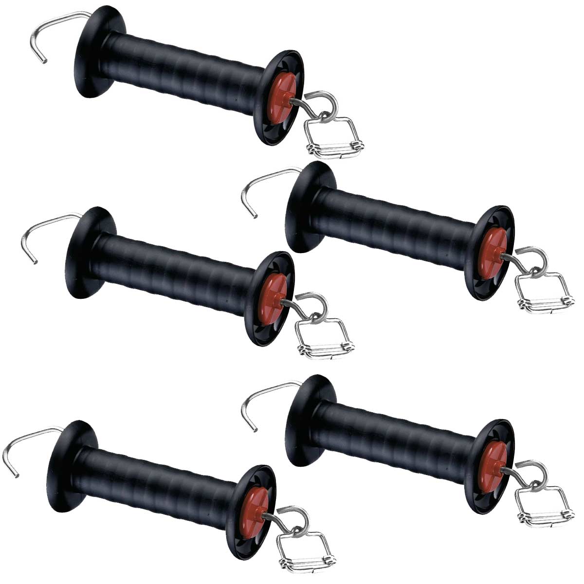 5 x Agrarzone Gate handle black, with hookand tape connector 40 mm