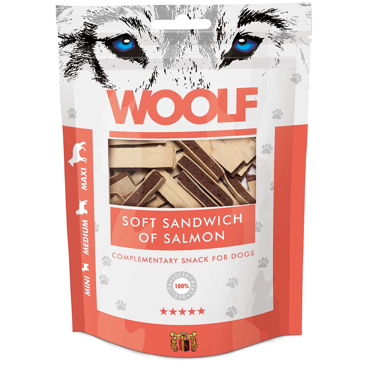 Woolf Dog treat soft sandwich with salmon