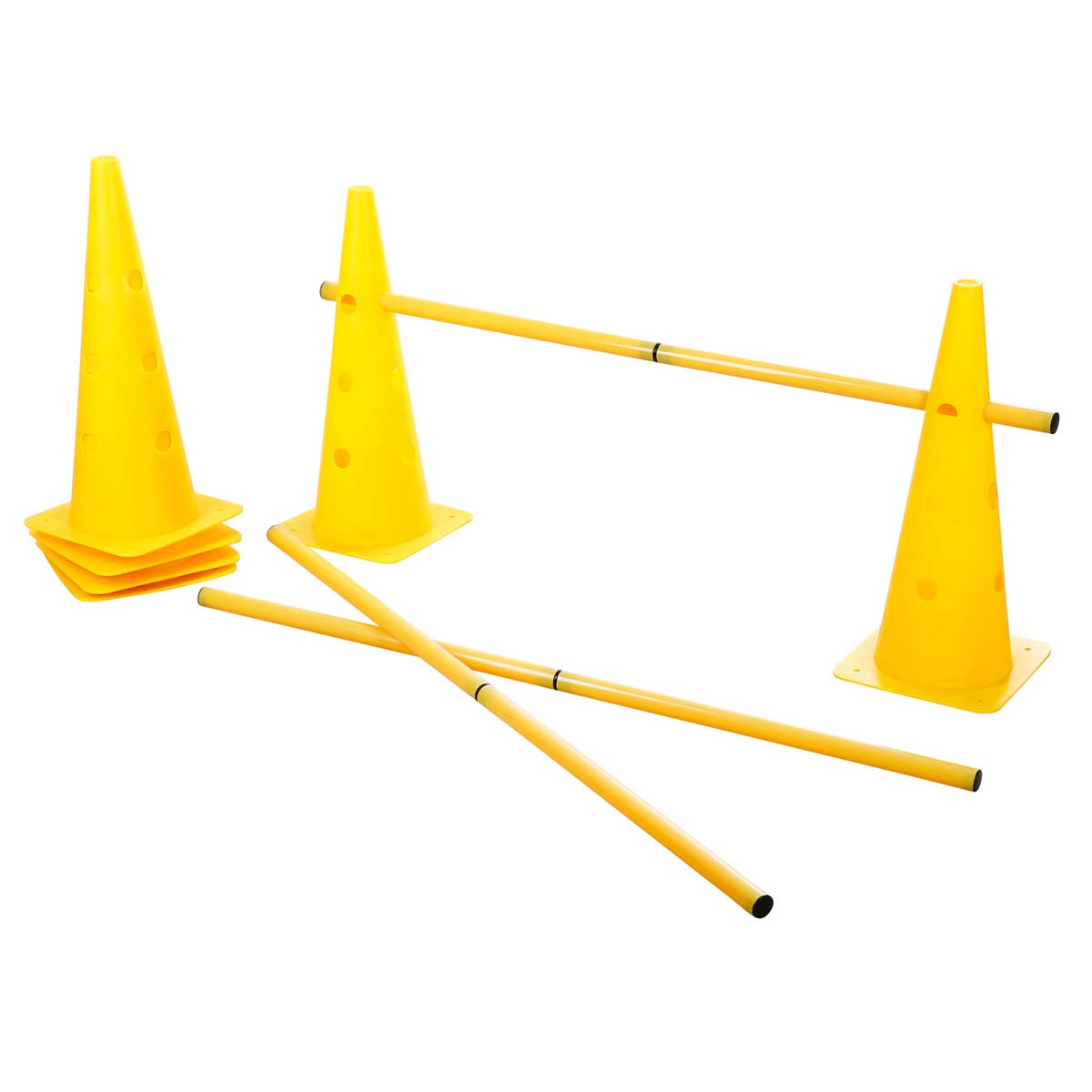 Agility Cone-Hurdle Set yellow, three hurdle