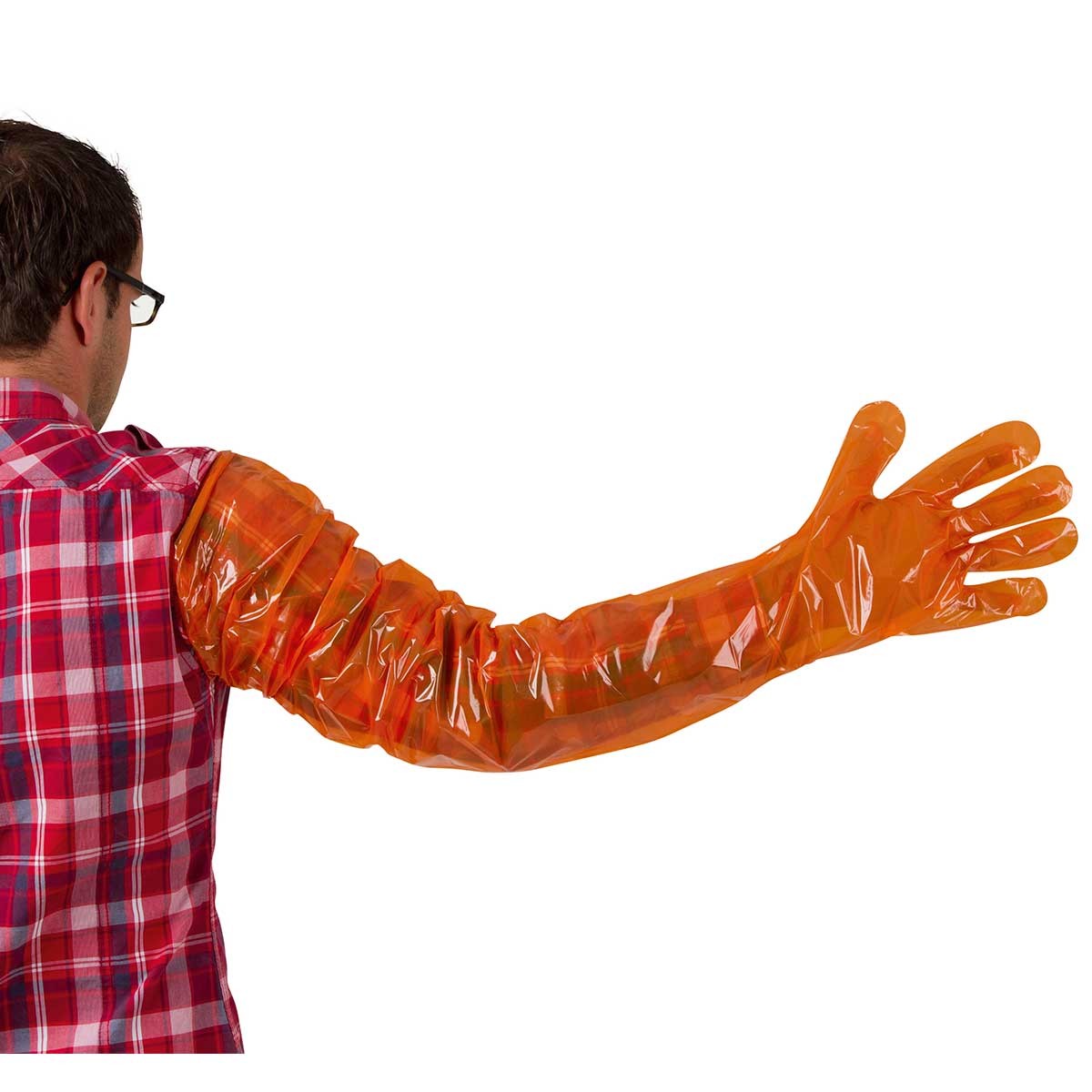 Disposable gloves VETbasic 90 cm orange 100 pcs/pack
