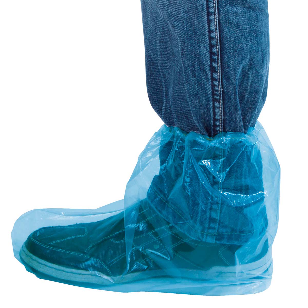 100x Disposable Overshoes blue transparent