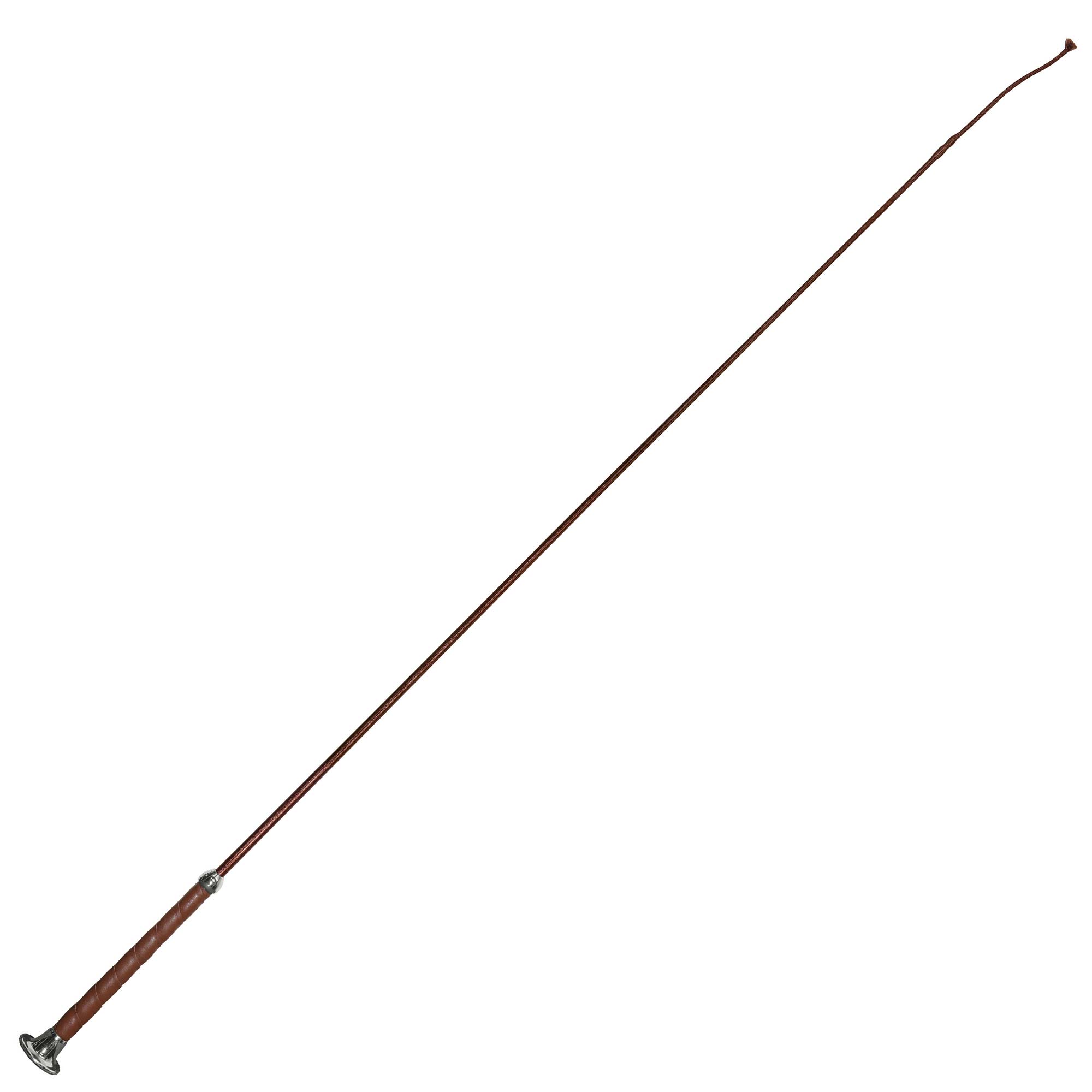 Dressage whip 110 cm leather grip brown