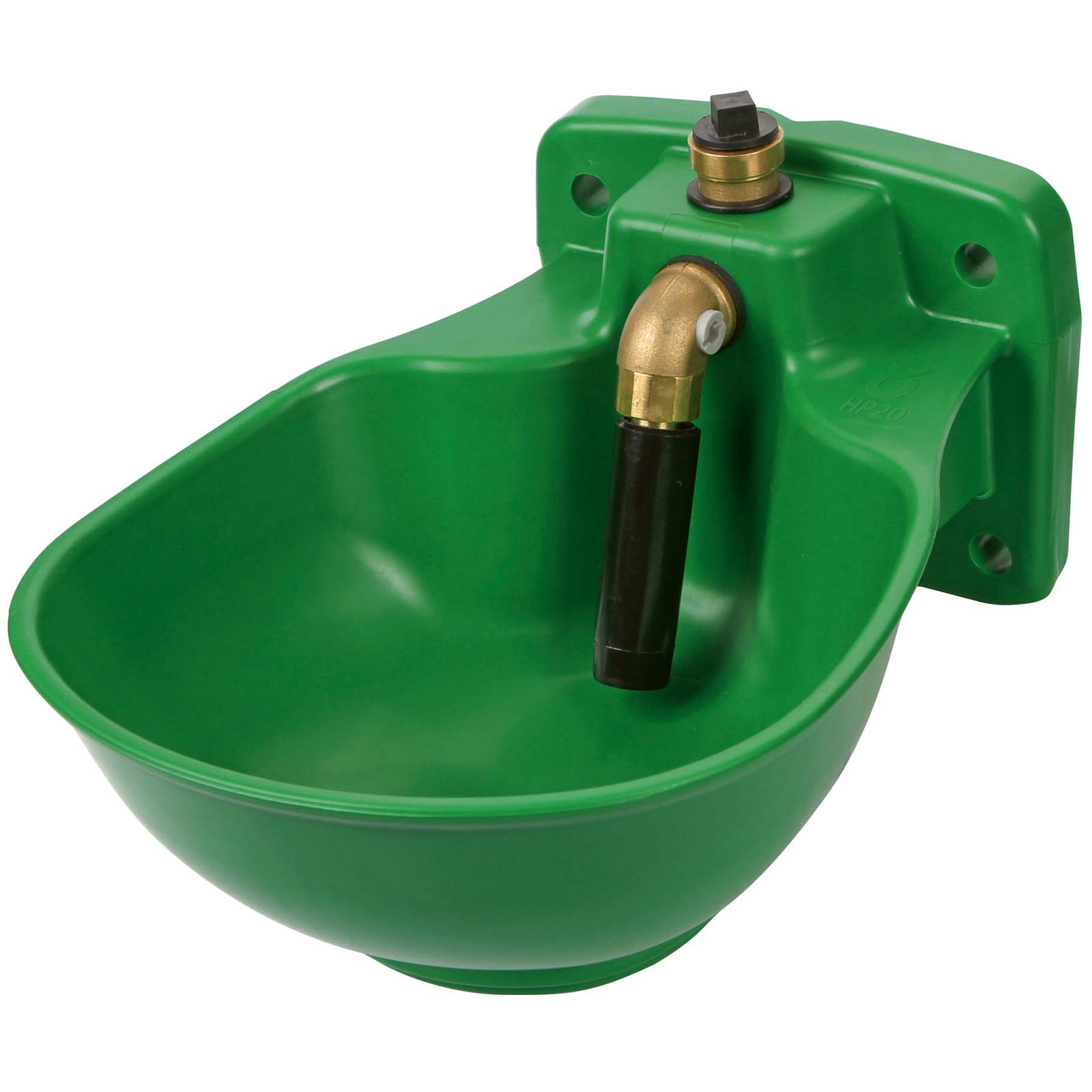 Heatable plastic water bowl HP20 with pipe valve 73 Watt 230 V