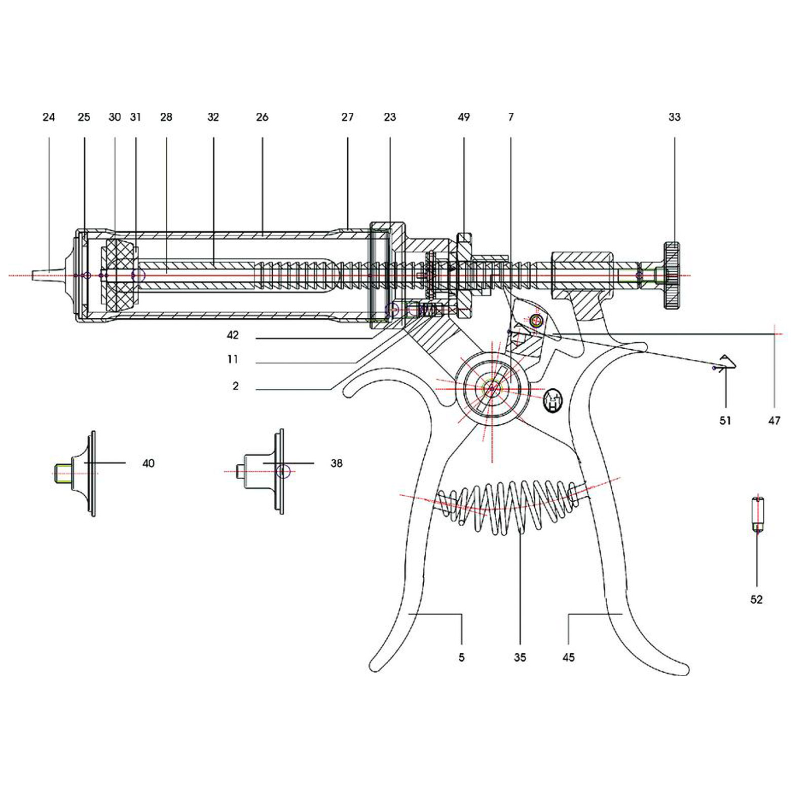 HSW ROUX turret Injektor Thread 50 ml/1,0-5,0 ml