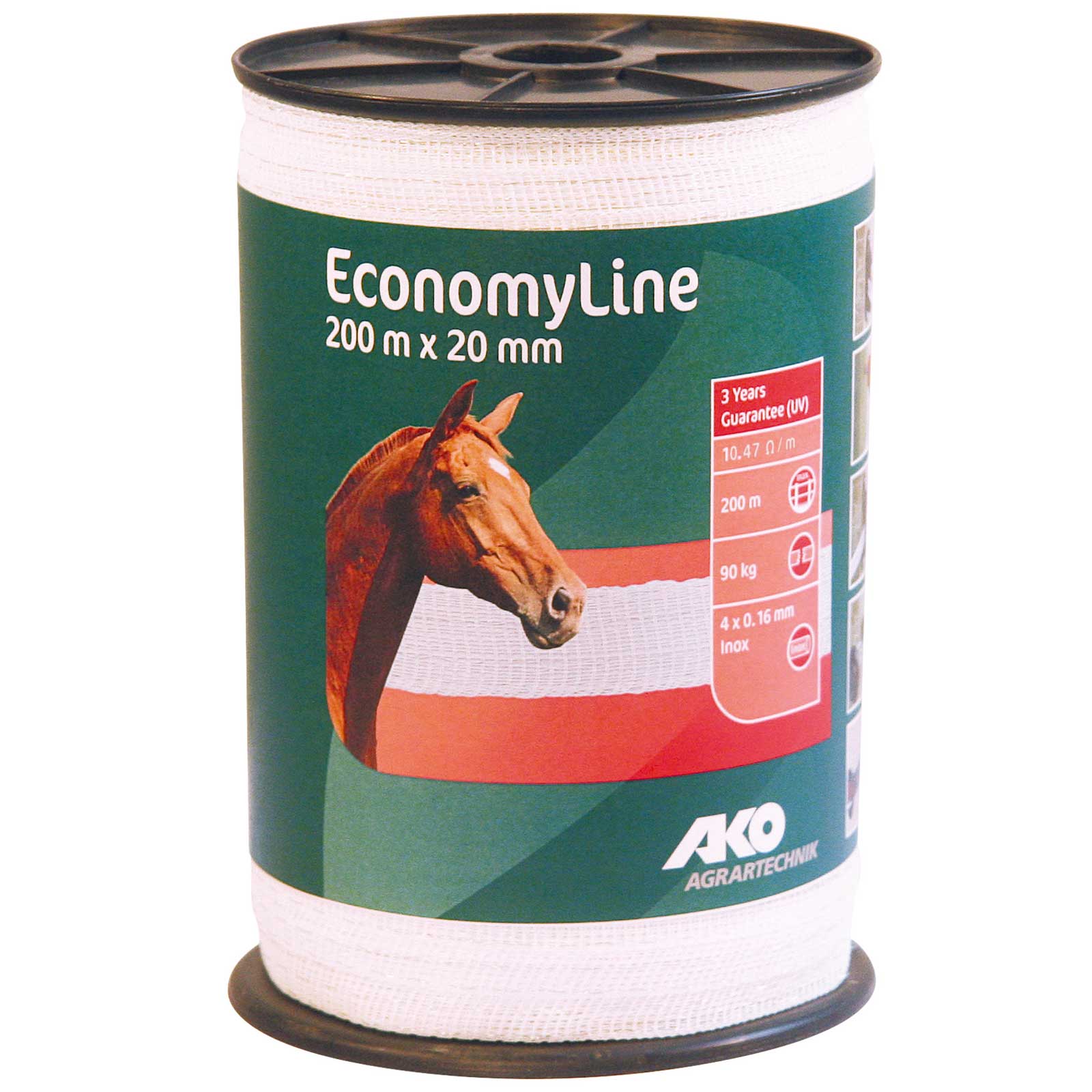 Ako Pasture Fence Tape EconomyLine 200m, 0.16 Niro, white