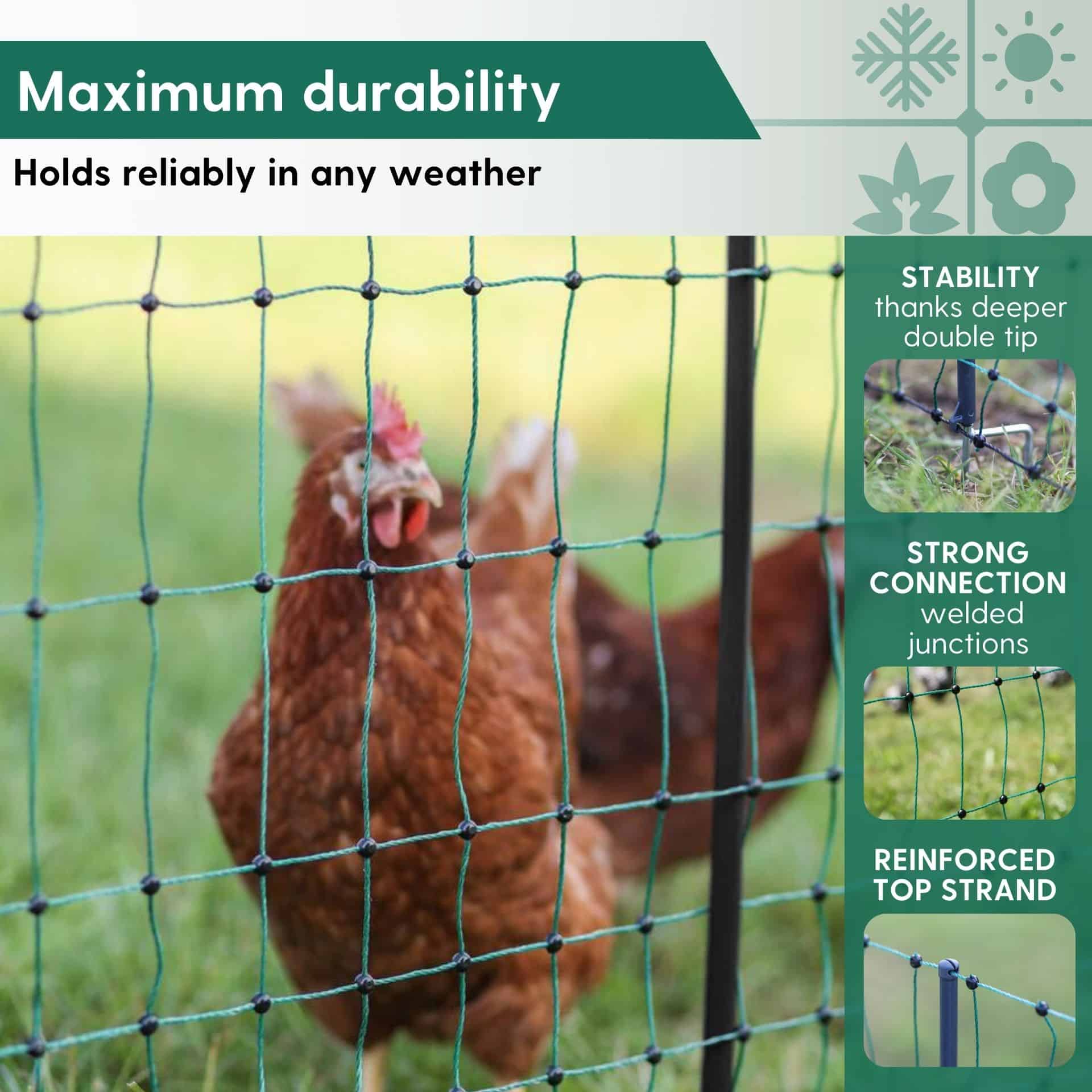 Agrarzone Poultry Net Classic electrificable, double tip, green 25 m x 106 cm