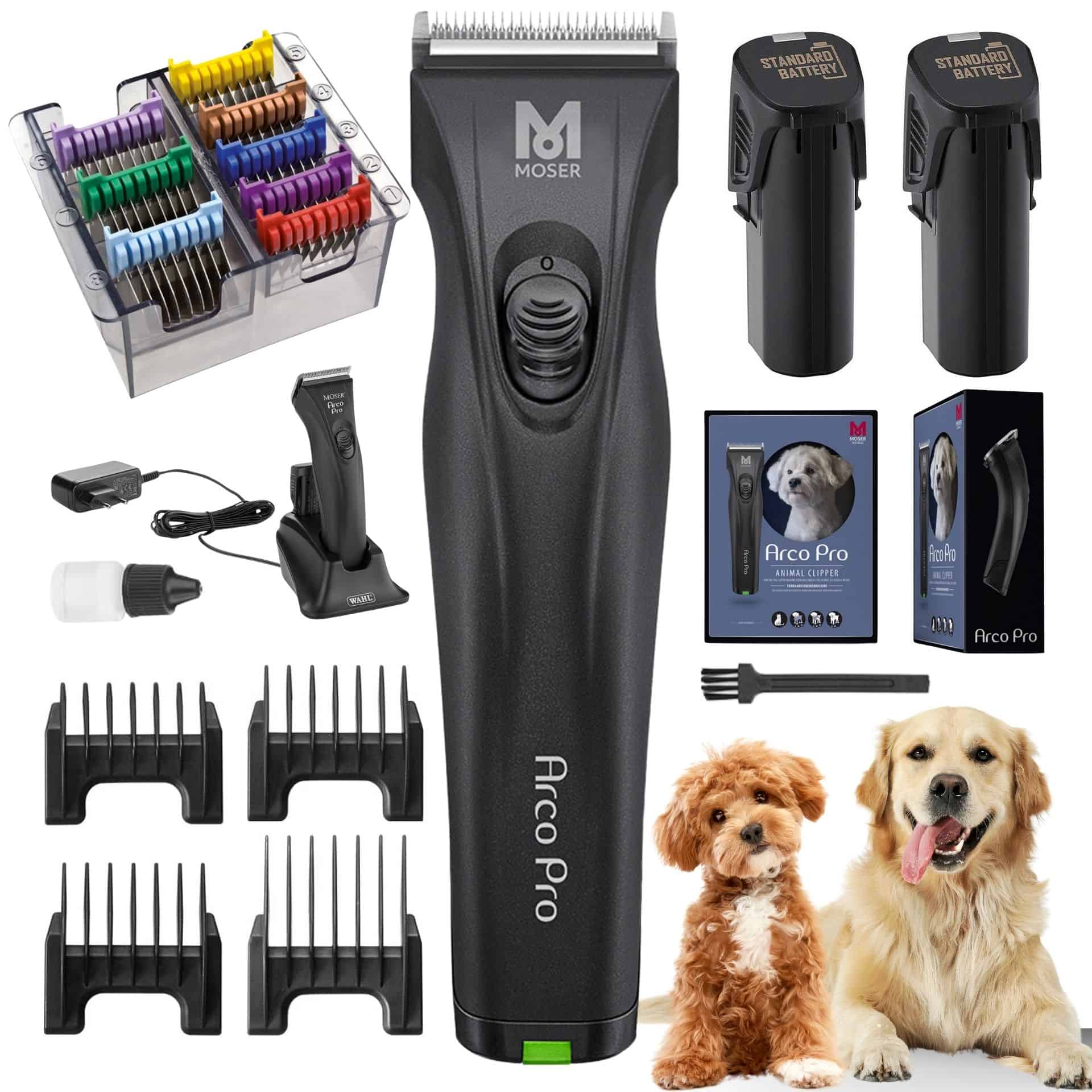 Moser Arco Pro Dog Clipper battery with attachment comb set