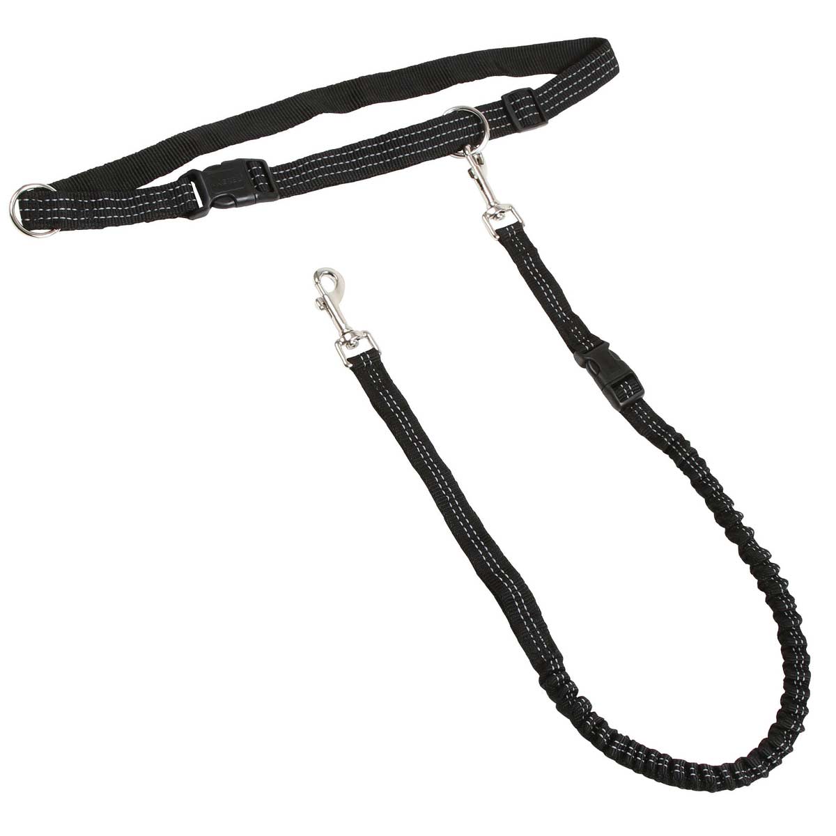 Running leash with adjustable waist belt