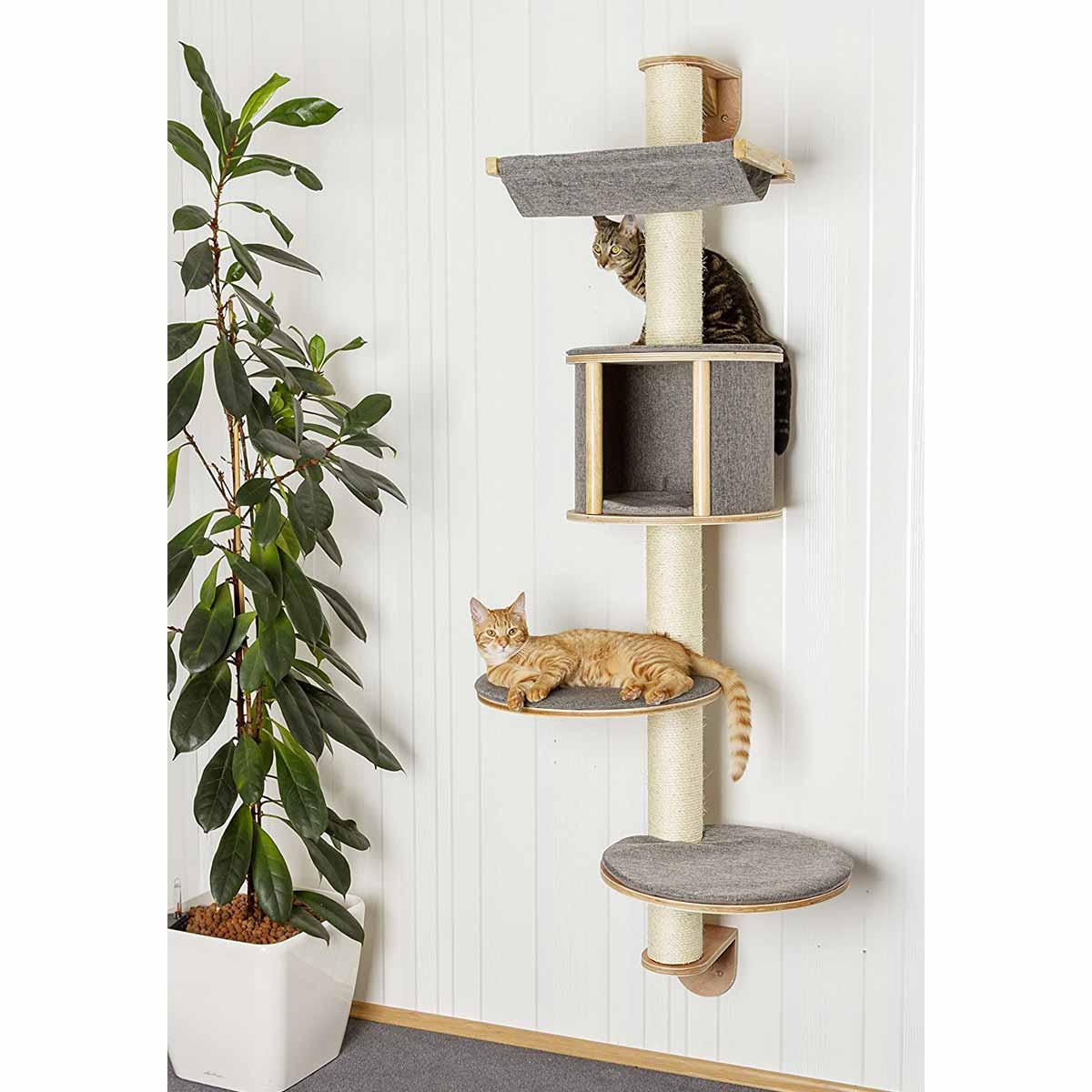 Wall-mounted cat tree Dolomit Tofana, 168 x (75) cm, grey