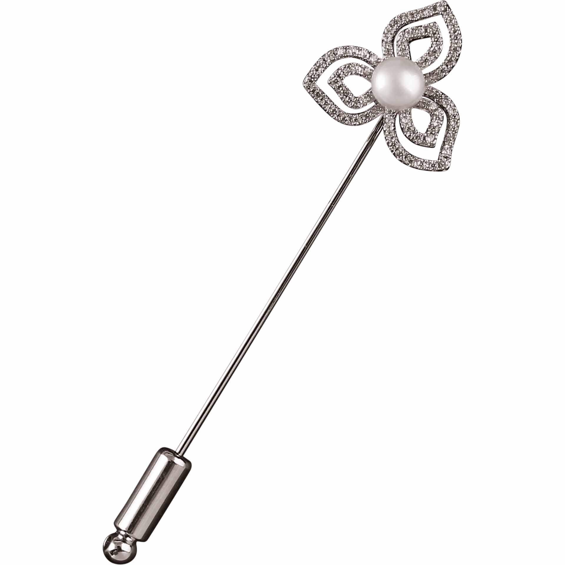 BUSSE Stock Tie Pin FLORAL 70 silver/crystal pearl
