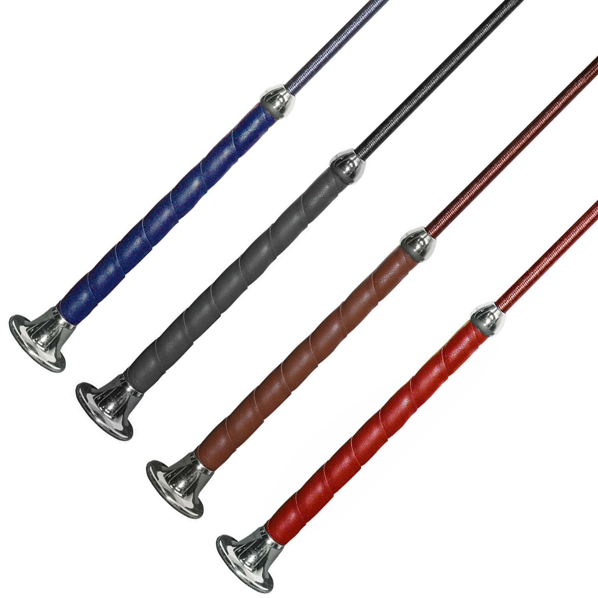 Dressage whip 110 cm leather grip navy