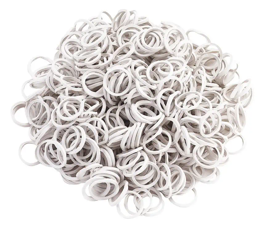 Rubber bands, white, 500 pcs/bag