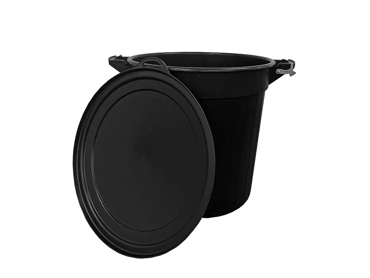 Feeding bin with lid 80 liters black