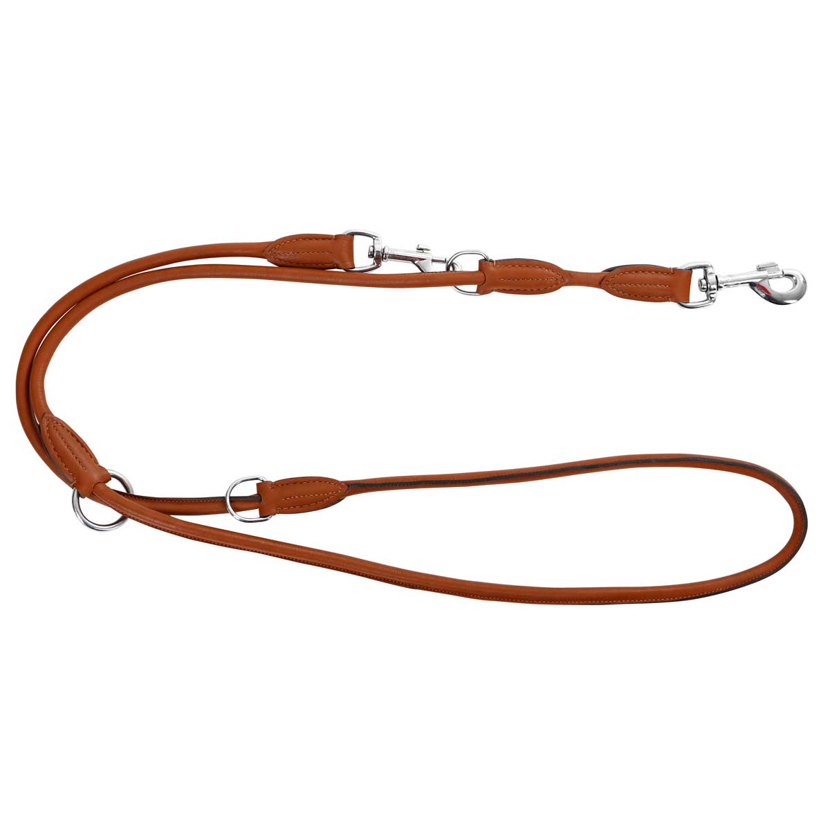 Round Leather Guide Leash Roma, 200cm, 8mm, cognac cognac