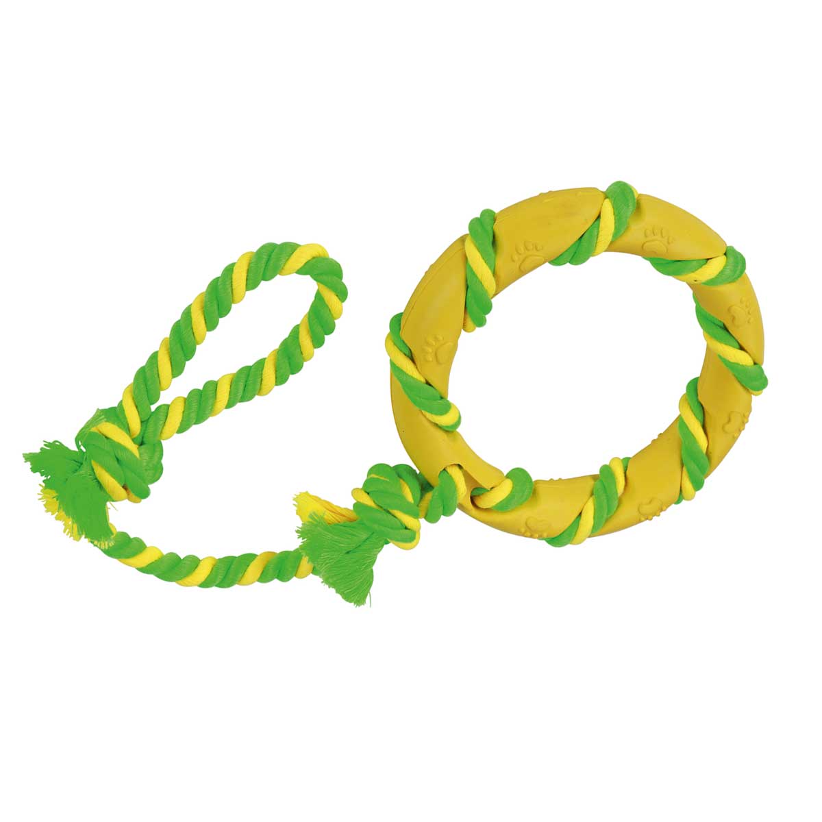 Ring on a Rope rubber/cotton green/yellow 47 cm