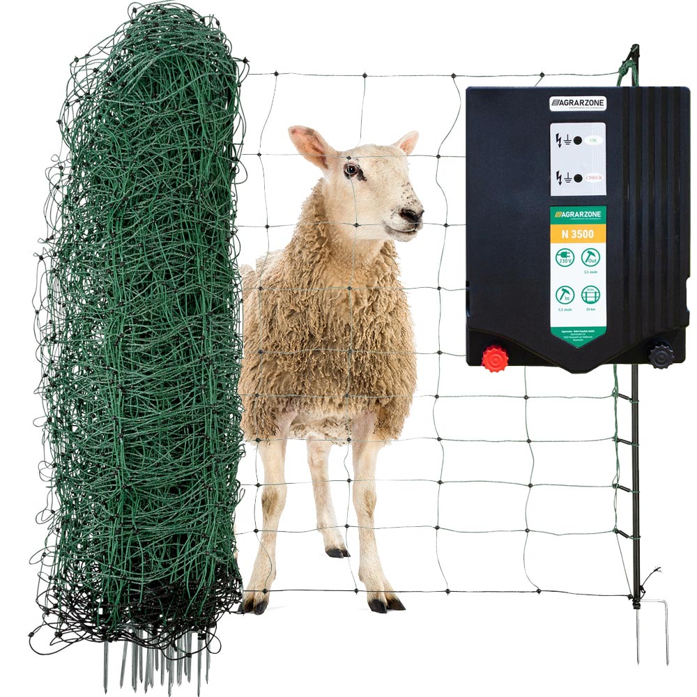 Agrarzone sheep fence set N3500 230V, 5,5J, net 50m x 90cm, green
