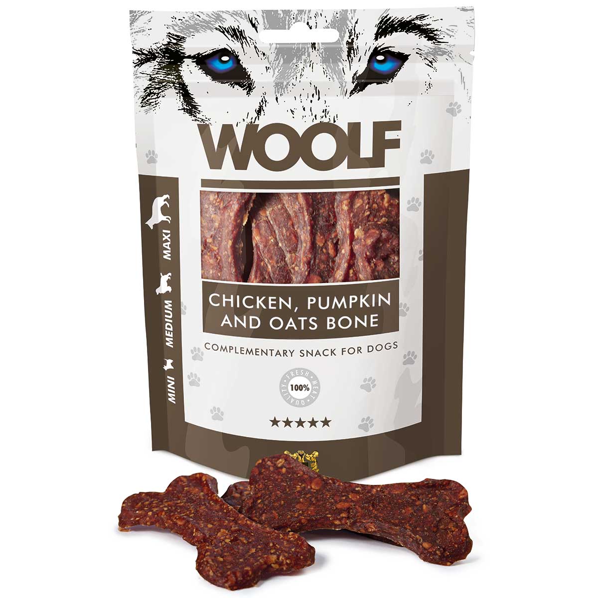 Woolf Dog treats large bones with chicken, pumpkin and oats