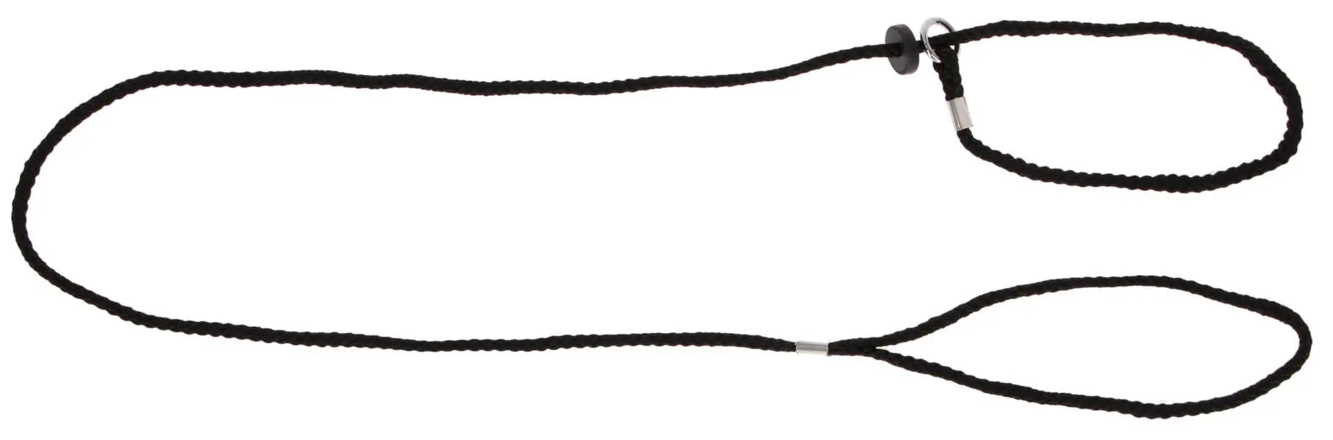 Show Leash black, Nylon with collar, 6 mm x 125 cm