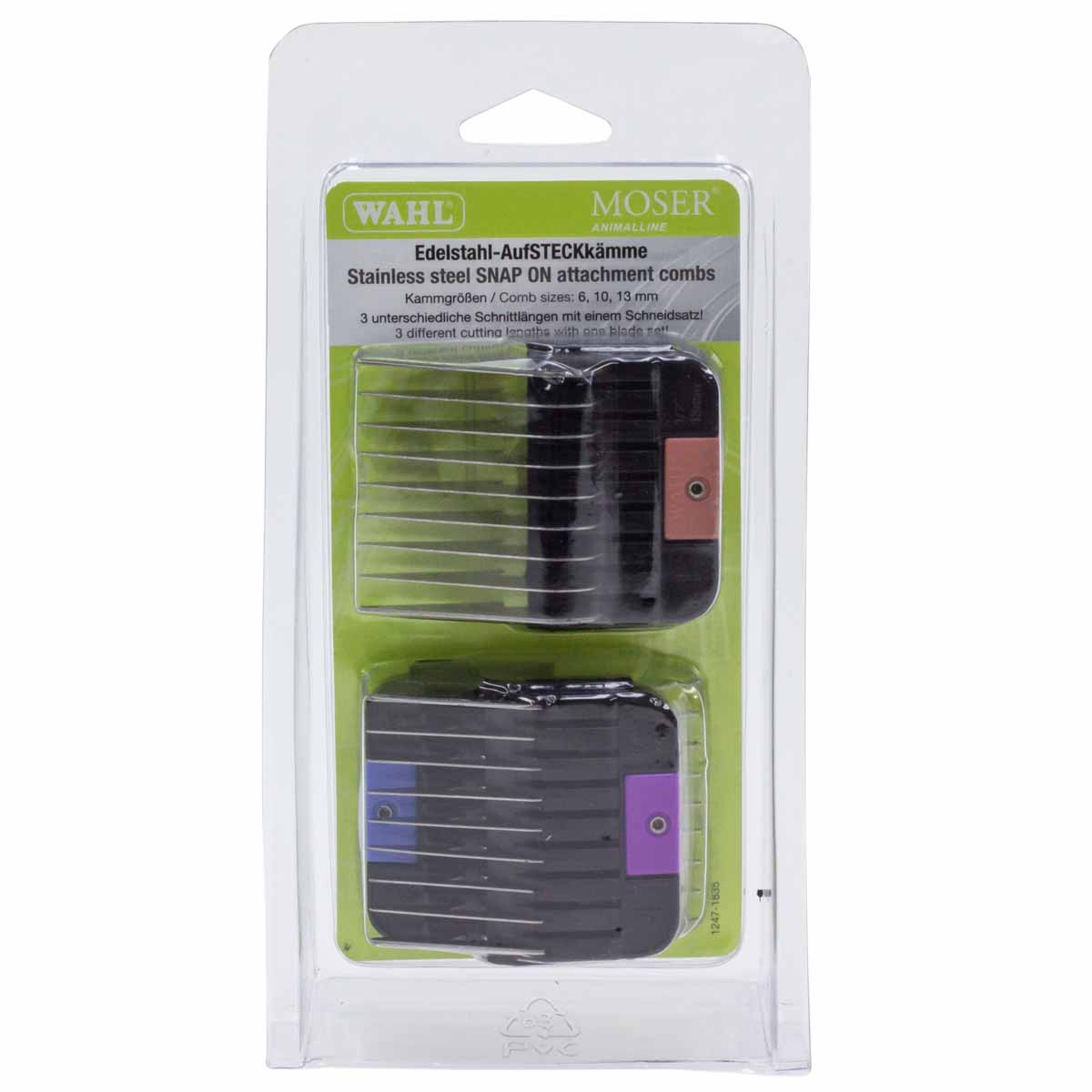 Wahl stainless steel snap-on combs set 6,10,13 mm for Moser Max 45/50