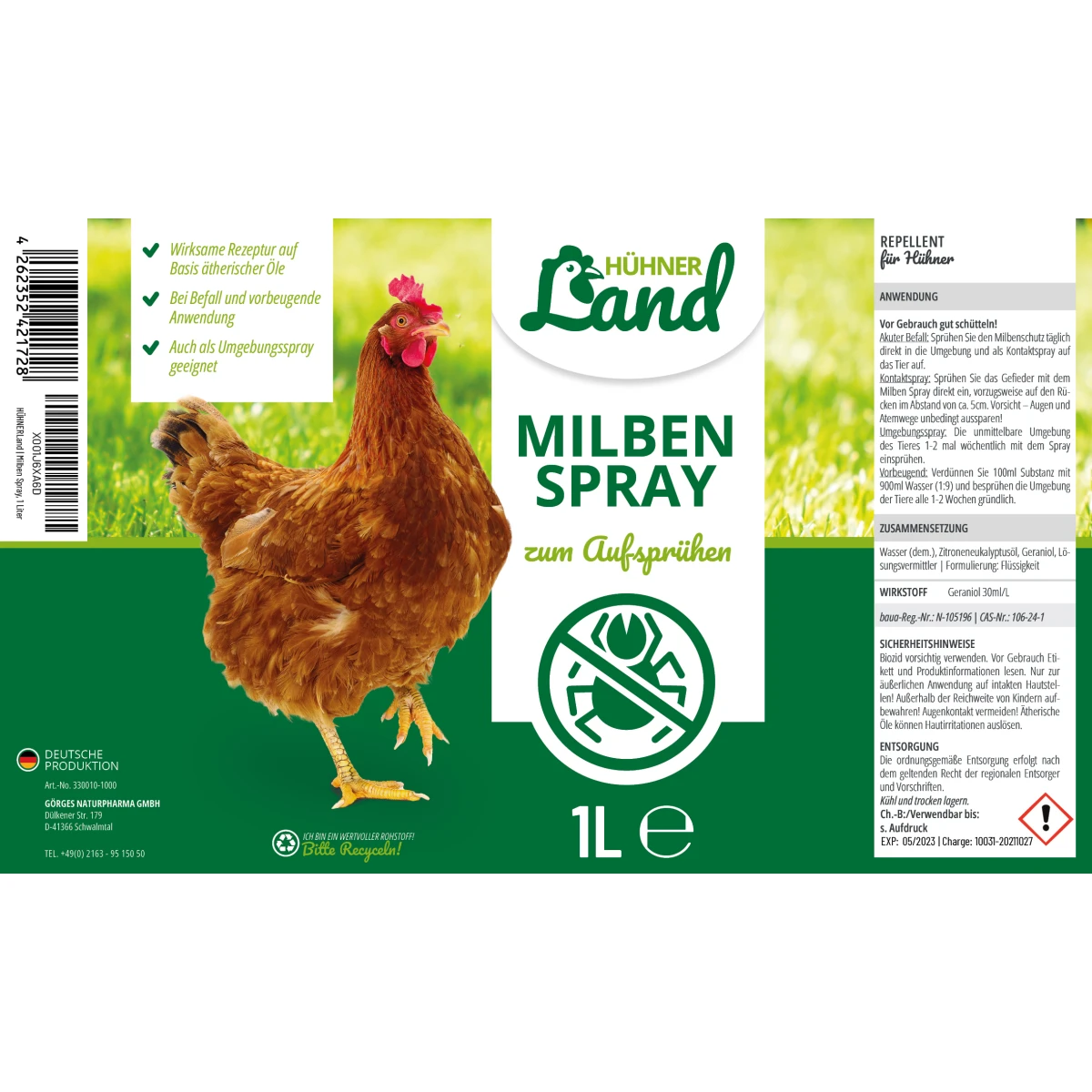 Mite spray for chickens 1 L
