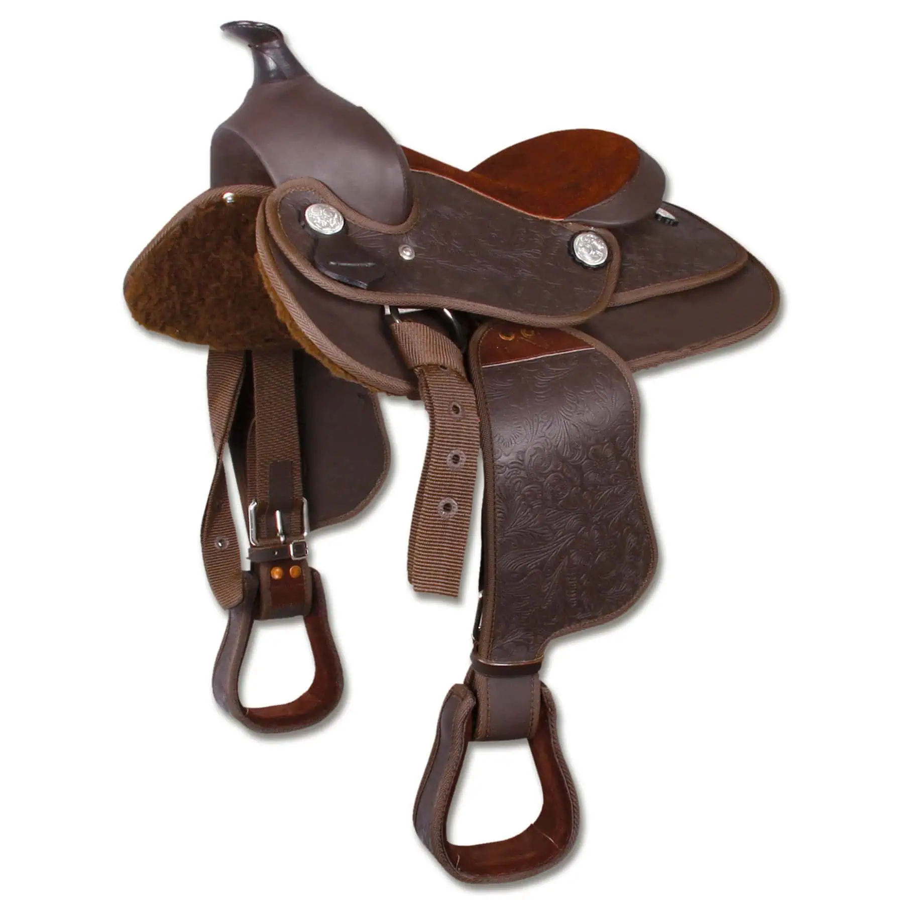 Synthetic Western saddle brown 16"/40 cm