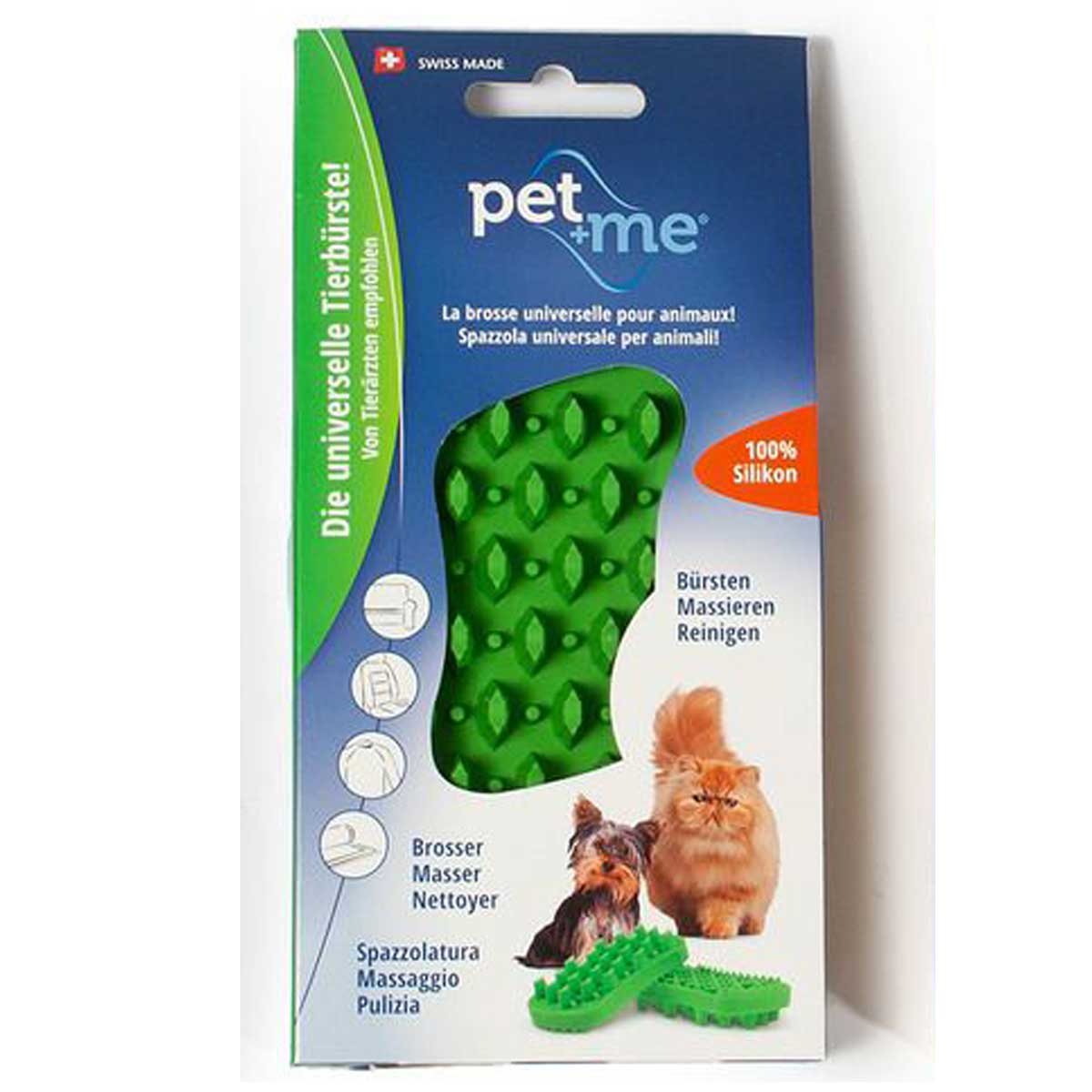 Silicone animal brush pet+me green