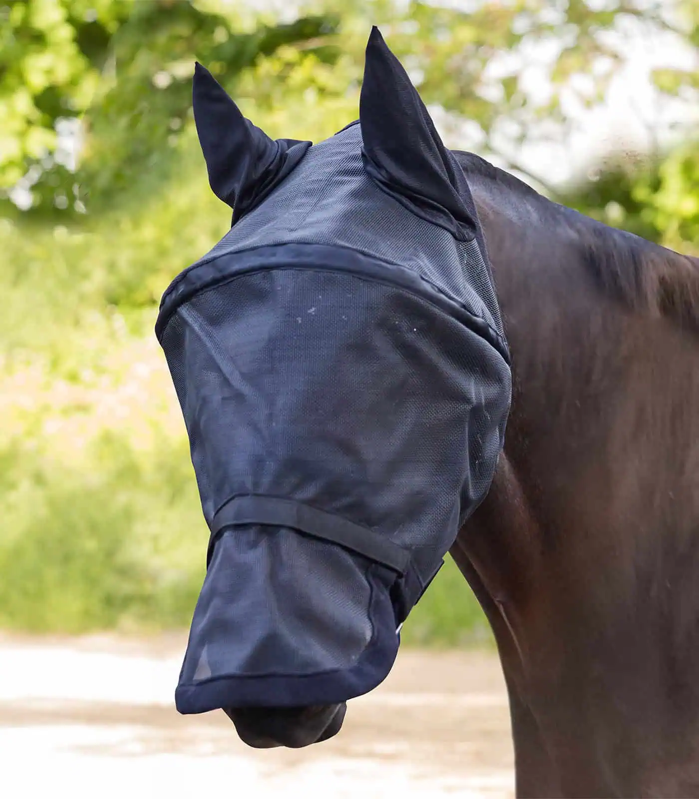 Space PREMIUM Fly Mask, with ear and nose protection black Pony