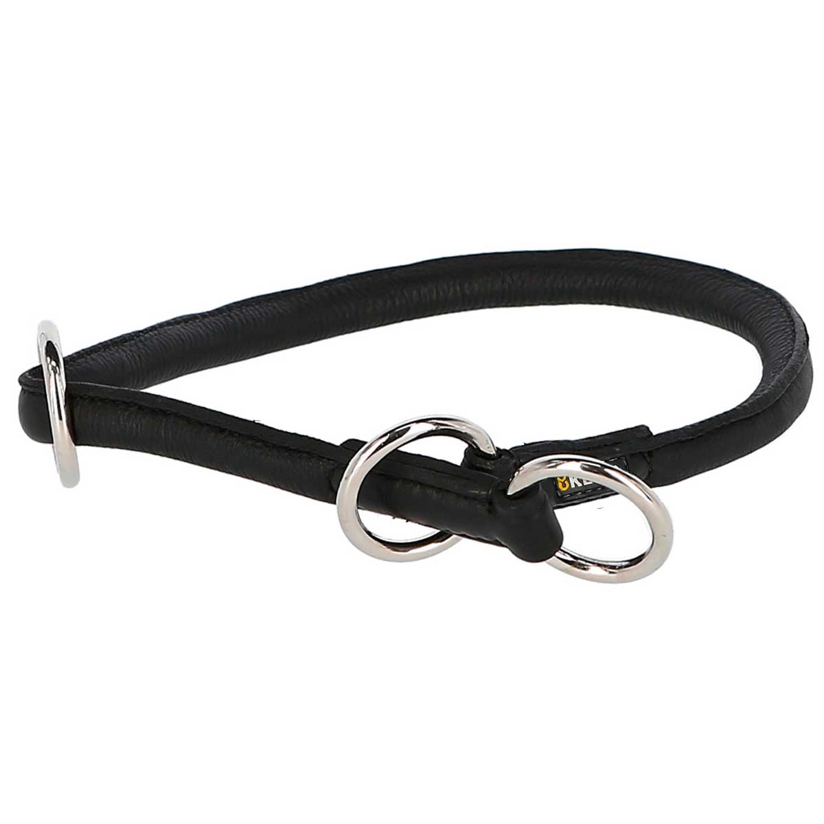 Round Leather Choker Roma stopper, 45cm, 8mm, black