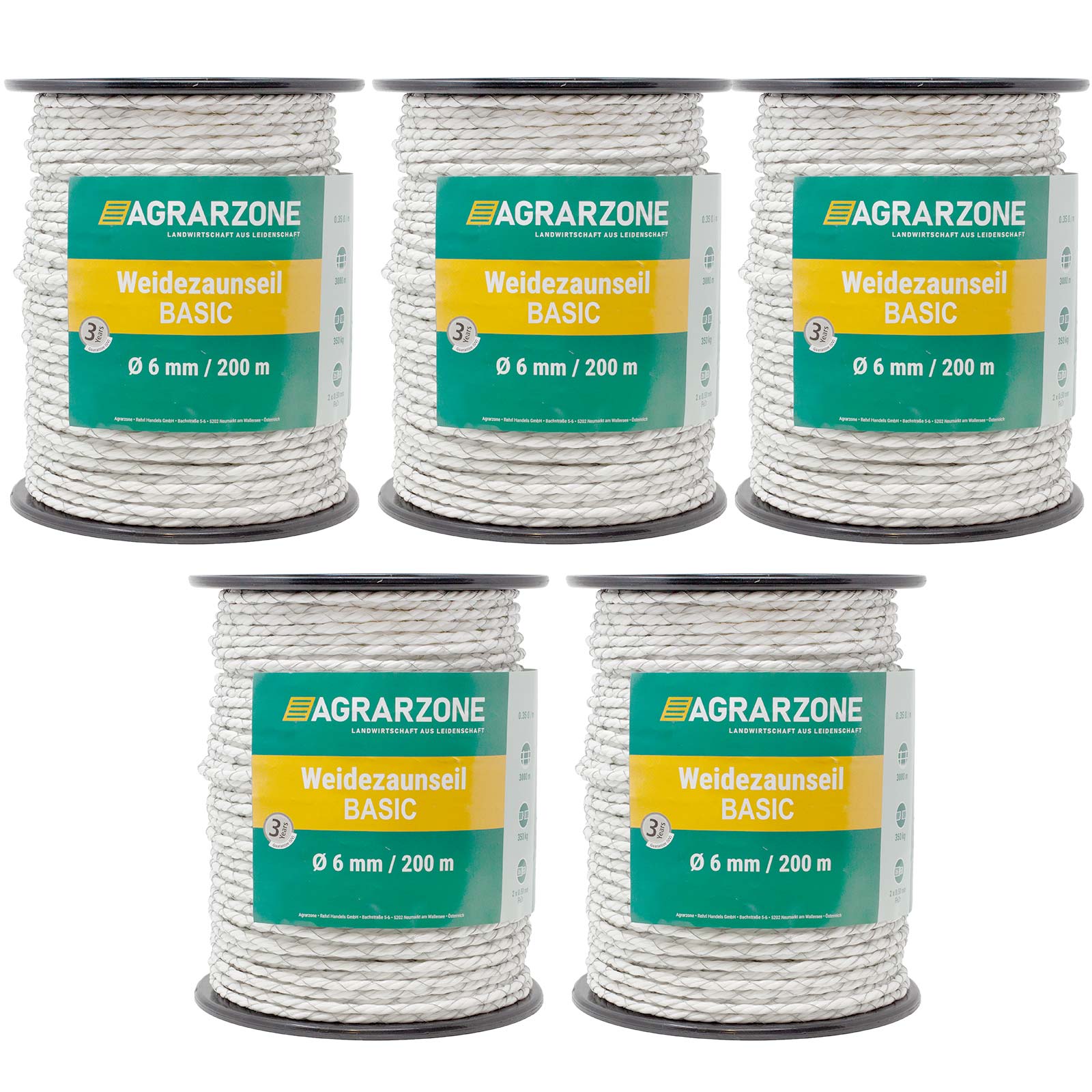 Agrarzone Fencing Rope Basic Ø 6mm, 2x0.50 Niro, white