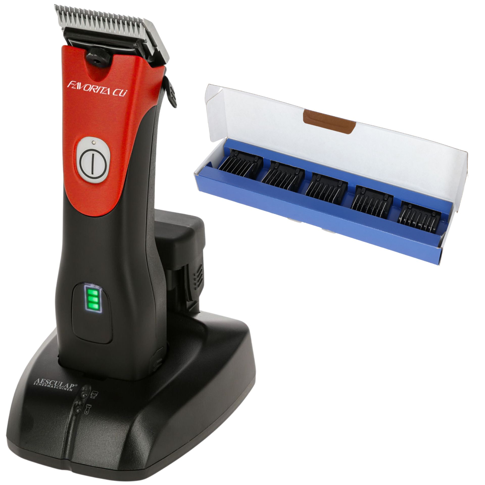 Aesculap Favorita CLi Clipper red battery with attachment comb set