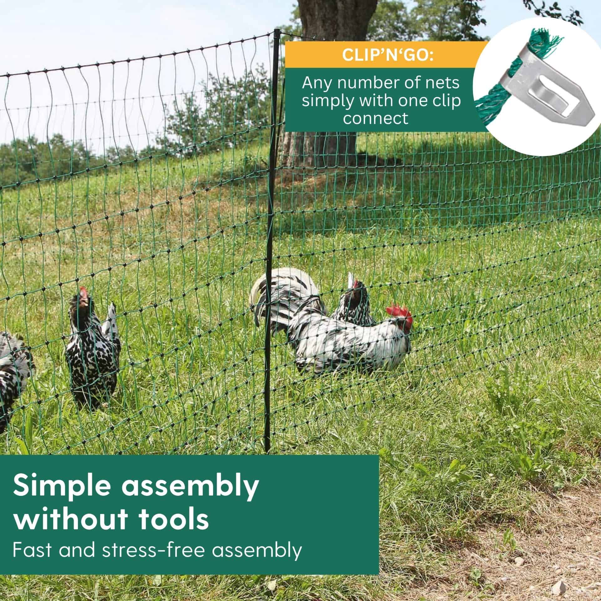 Agrarzone Poultry Net Classic electrificable, double tip, green 15 m x 106 cm