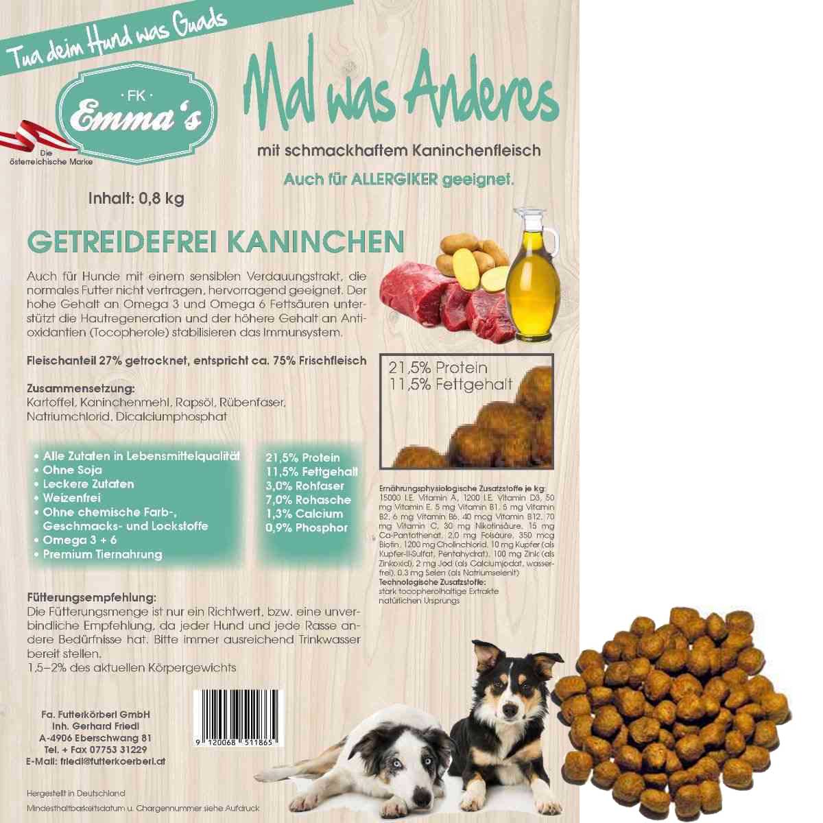 Emmas Dog food Mal was Anderes rabbit grain-free 4 kg