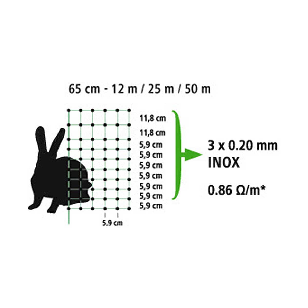 Rabbit netting double prong 50 m x 65 cm