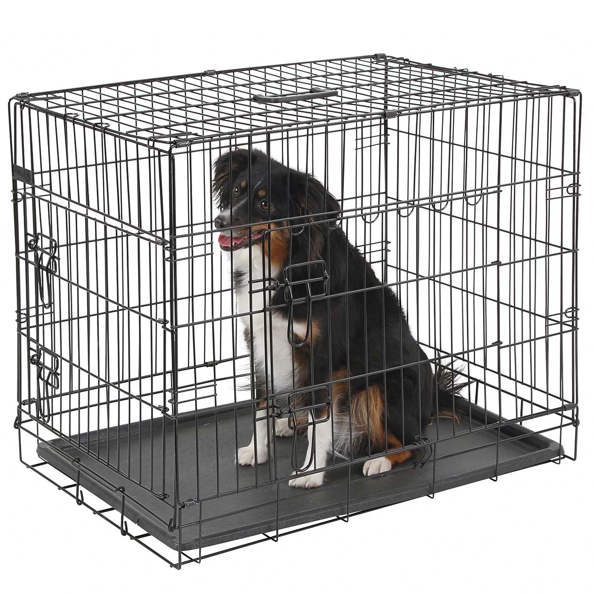 Dog Cage collapsible black 92x63x74cm, 2 doors