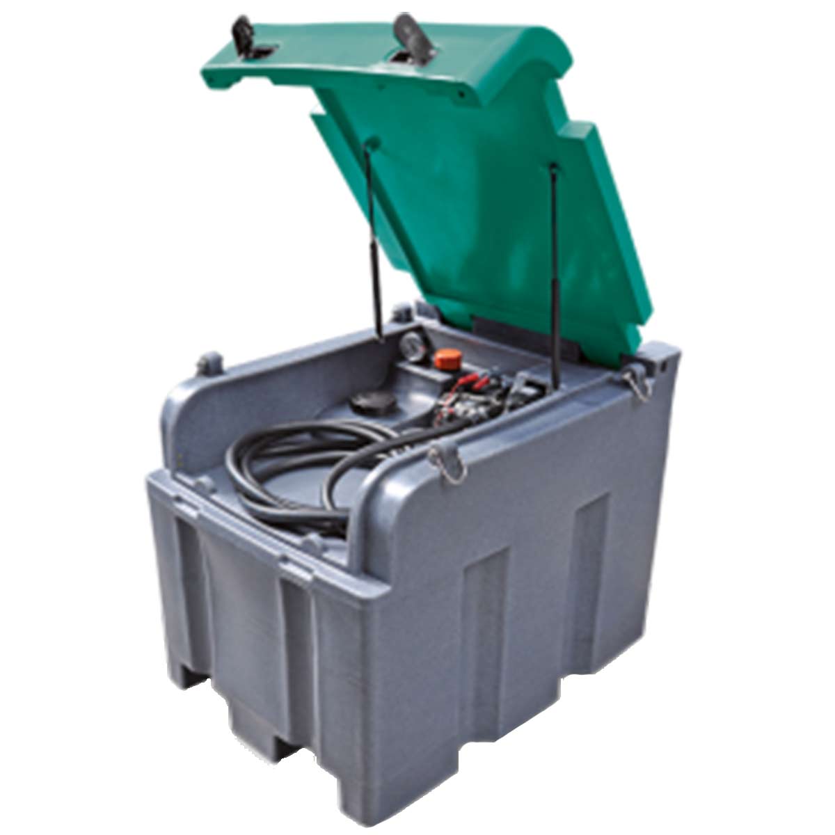 Mobile diesel tank unit with electric pump 12v, 50l/min and hinged lid 400 l