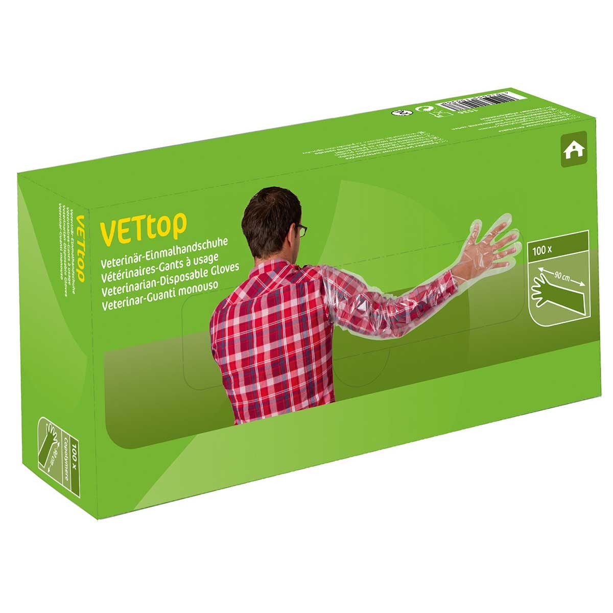 100x disposable gloves VETtop 90 cm transparent