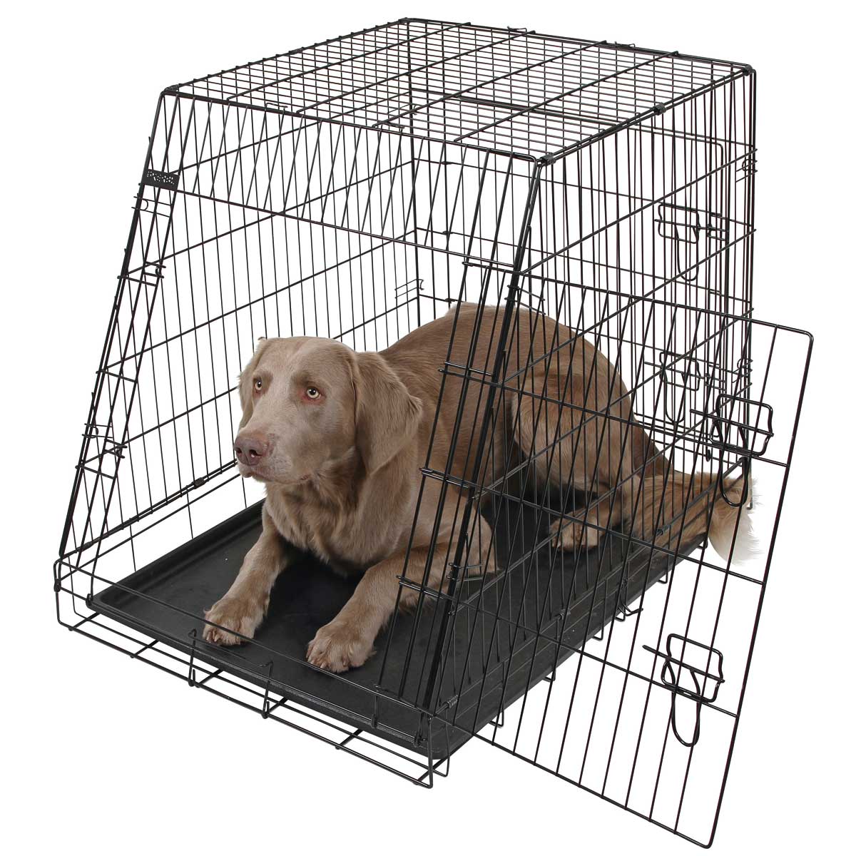 Dog Cage collapsible black 107x74x85cm, 2 doors